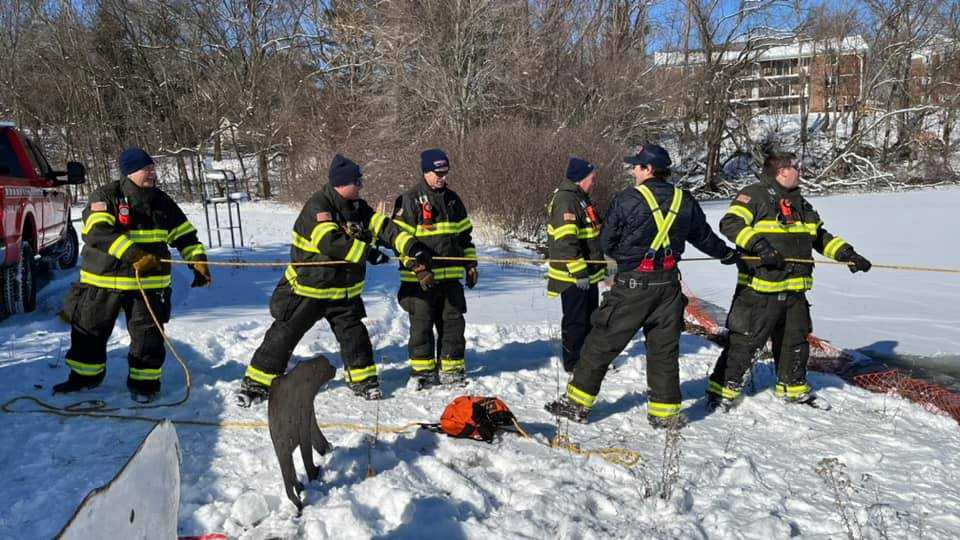 Winchester Firefighters Conduct Ice Rescue Training